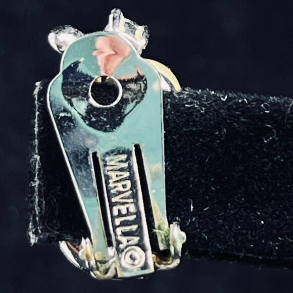 Vintage Marvella Silver Tone, Faux Pearl And Rhinestone Clip On Earrings (5266) - Picture 7 of 10